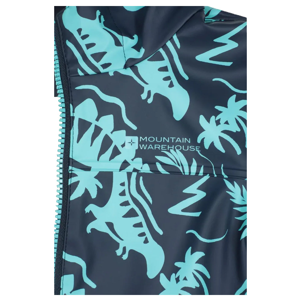 Dark Blue - Side - Mountain Warehouse Childrens-Kids Dinosaur Waterproof Jacket And Trousers Set
