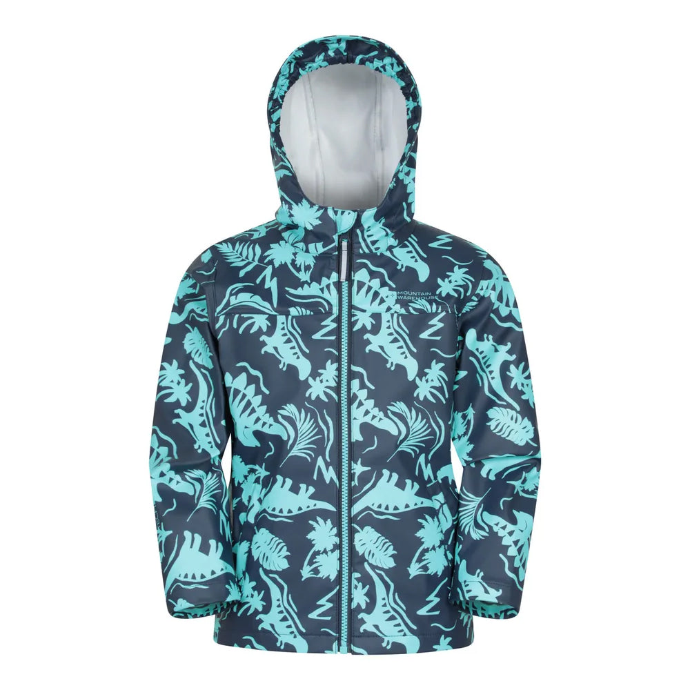 Dark Blue - Front - Mountain Warehouse Childrens-Kids Dinosaur Waterproof Jacket And Trousers Set
