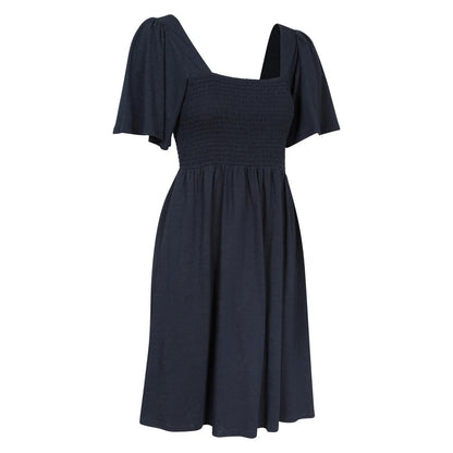 Navy - Side - Mountain Warehouse Womens-Ladies Hydra Shirred Midi Dress