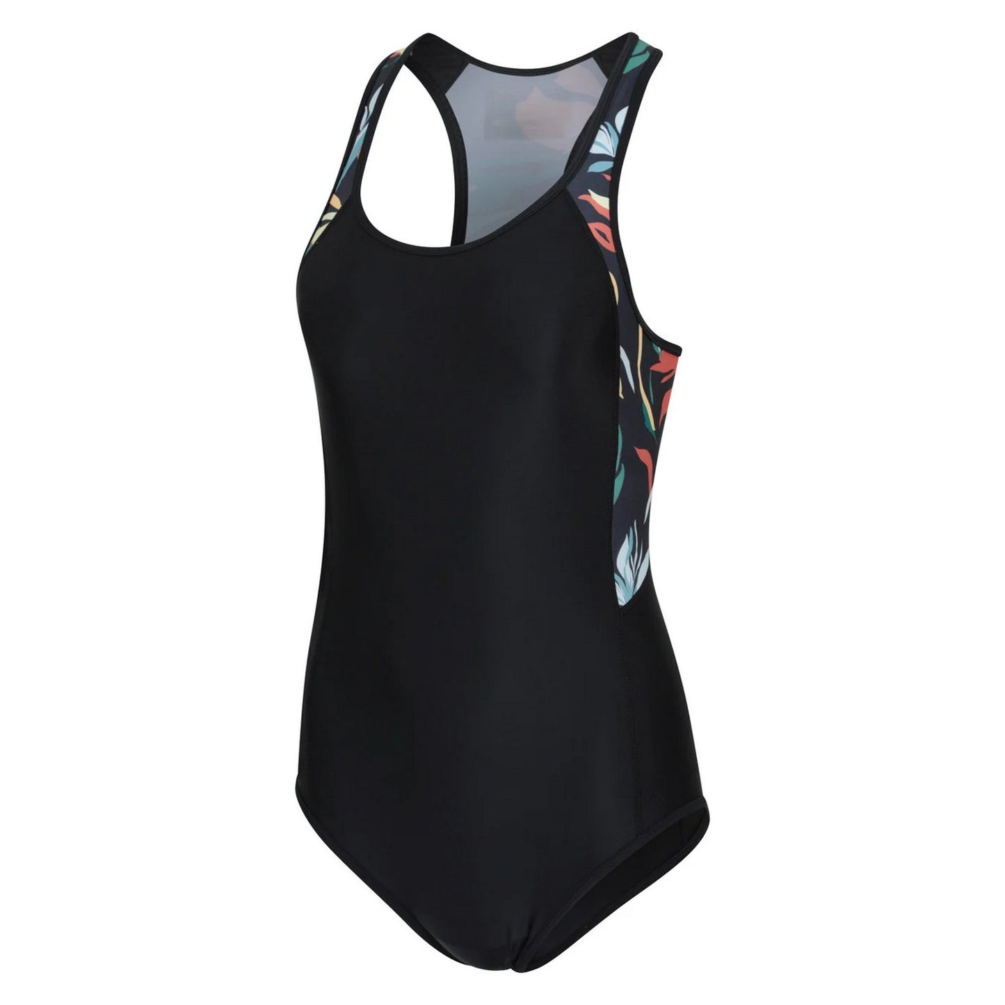 Black - Side - Mountain Warehouse Womens-Ladies Take The Plunge Floral Swimming One Piece Swimsuit
