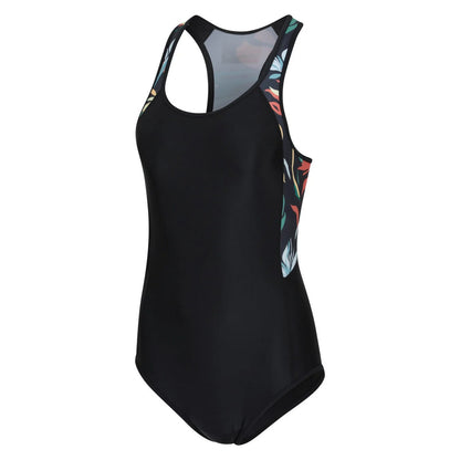 Black - Side - Mountain Warehouse Womens-Ladies Take The Plunge Floral Swimming One Piece Swimsuit