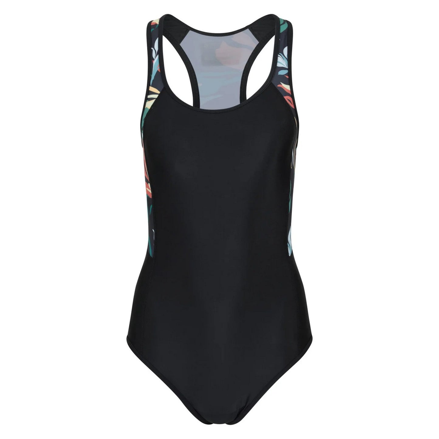 Black - Front - Mountain Warehouse Womens-Ladies Take The Plunge Floral Swimming One Piece Swimsuit