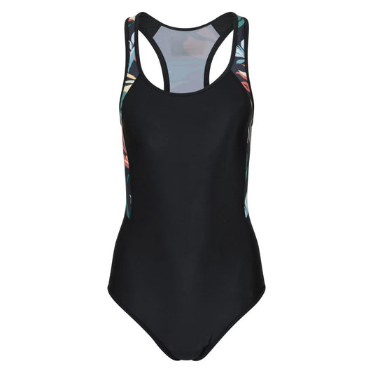 Black - Front - Mountain Warehouse Womens-Ladies Take The Plunge Floral Swimming One Piece Swimsuit
