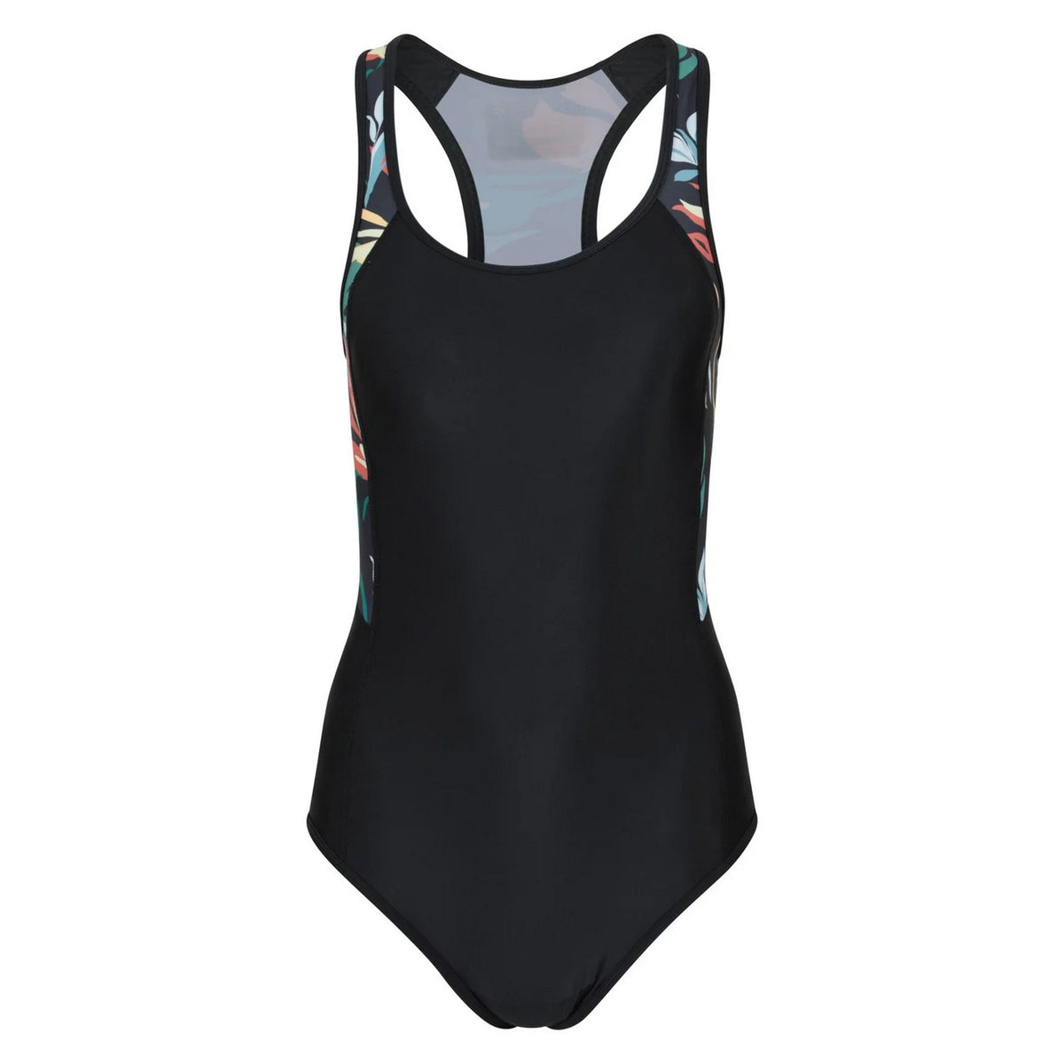 Black - Front - Mountain Warehouse Womens-Ladies Take The Plunge Floral Swimming One Piece Swimsuit