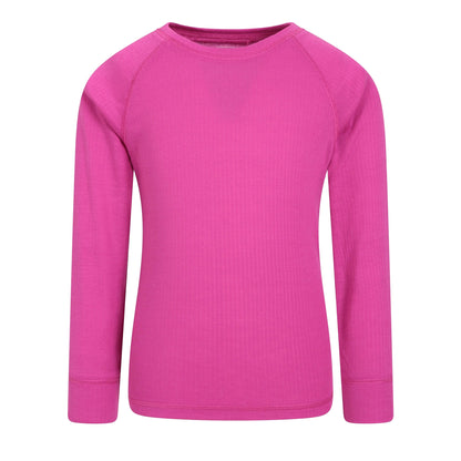 Pink - Front - Mountain Warehouse Childrens-Kids Talus Round Neck Base Layer Top
