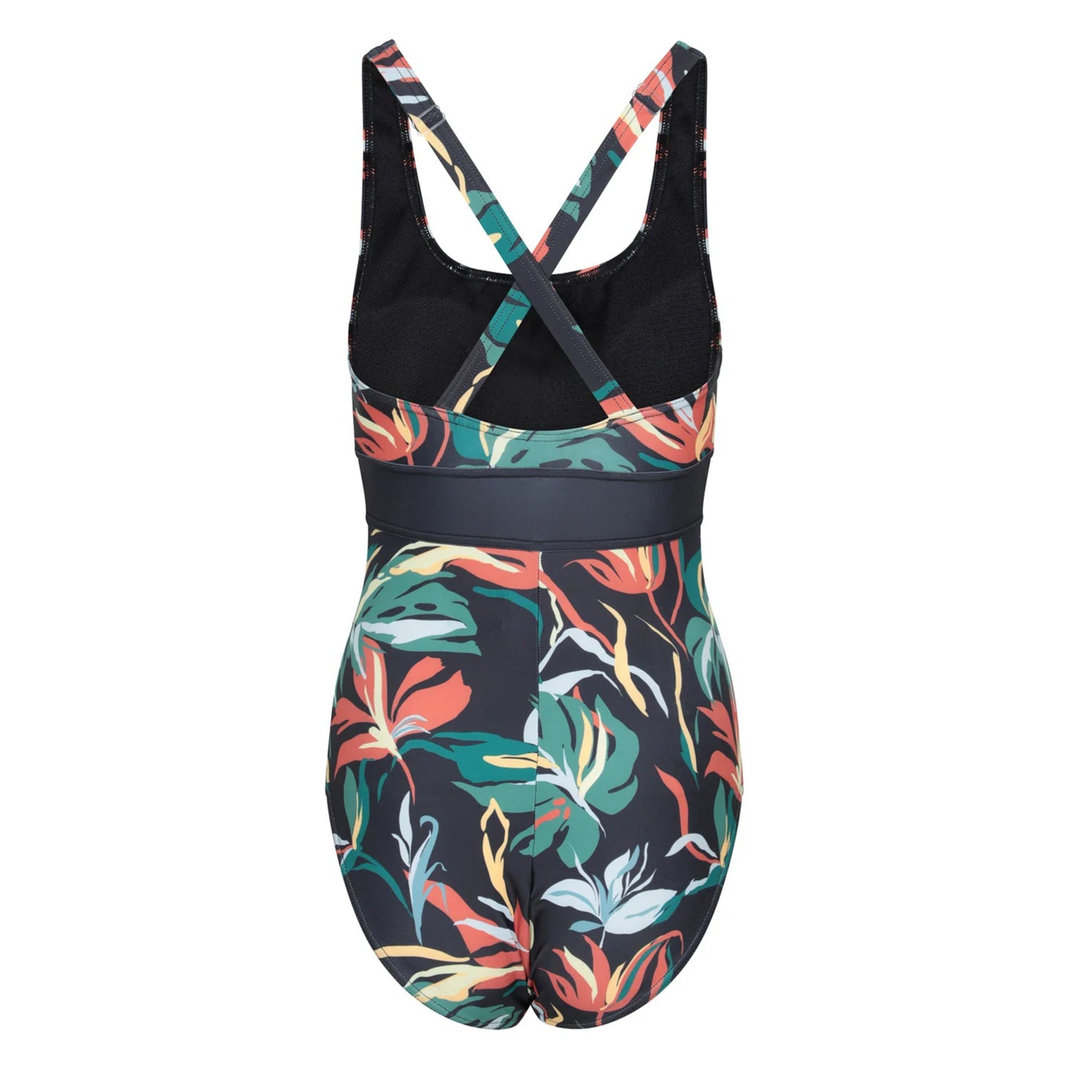 Teal - Back - Mountain Warehouse Womens-Ladies Yamba Flowers One Piece Swimsuit