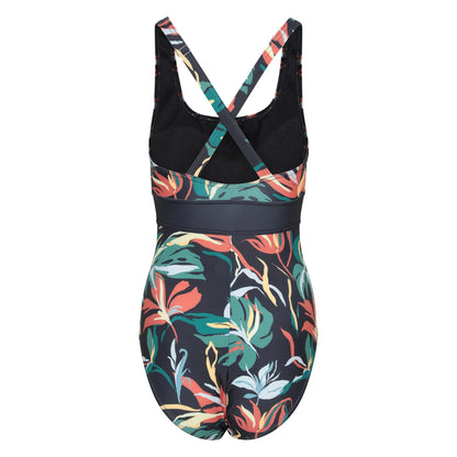 Teal - Back - Mountain Warehouse Womens-Ladies Yamba Flowers One Piece Swimsuit
