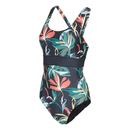Teal - Side - Mountain Warehouse Womens-Ladies Yamba Flowers One Piece Swimsuit