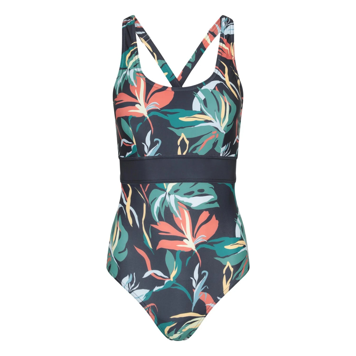 Teal - Front - Mountain Warehouse Womens-Ladies Yamba Flowers One Piece Swimsuit