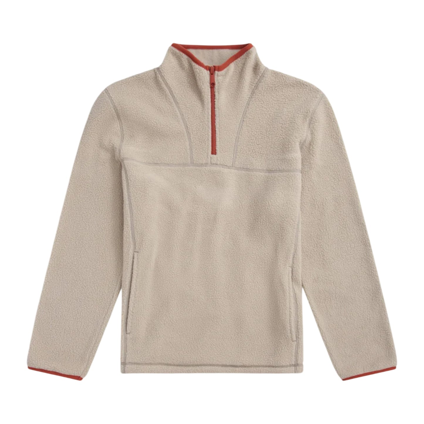 Light Beige - Front - Animal Mens Alfie Contrast Detail Borg Half Zip Fleece Top