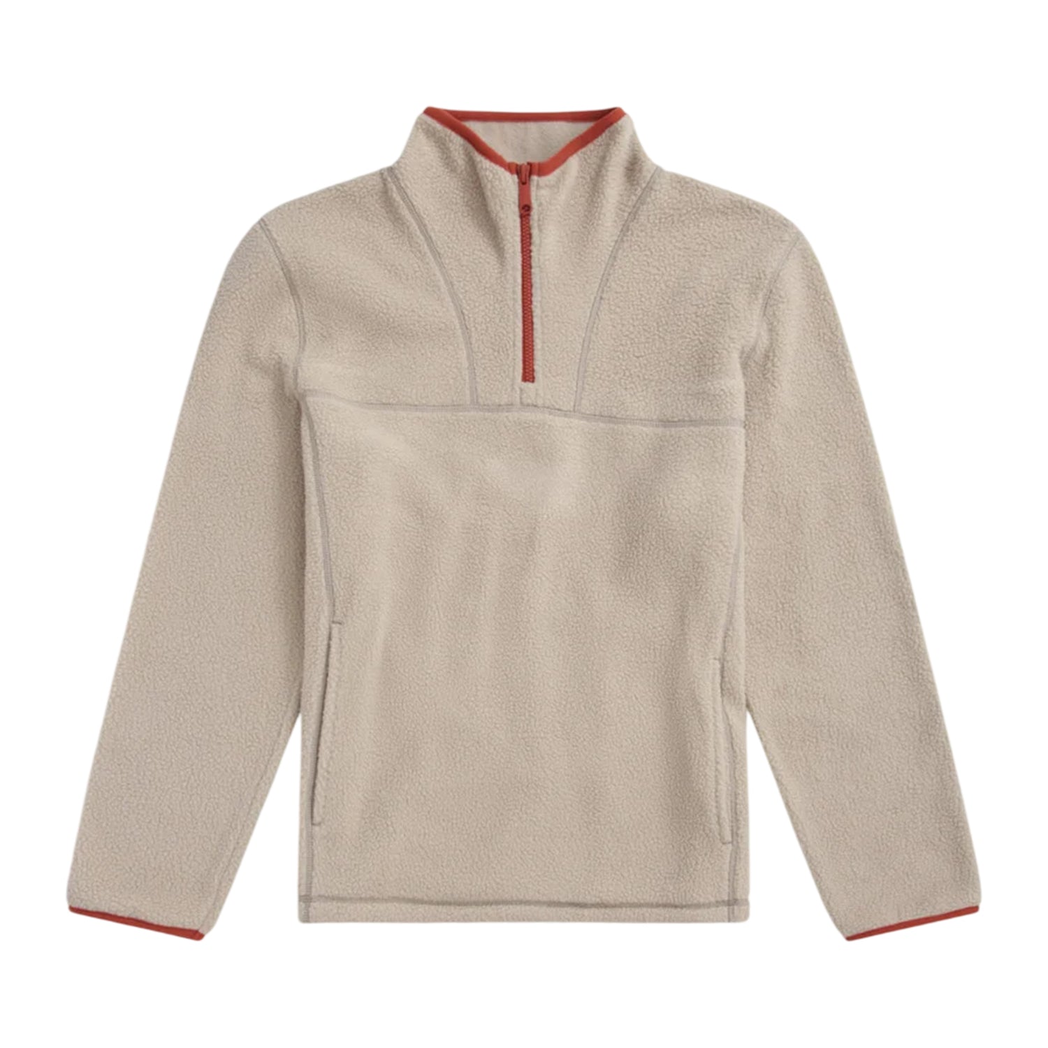 Light Beige - Front - Animal Mens Alfie Contrast Detail Borg Half Zip Fleece Top