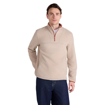 Light Beige - Side - Animal Mens Alfie Contrast Detail Borg Half Zip Fleece Top