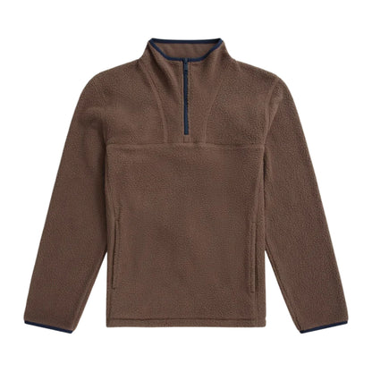 Brown - Front - Animal Mens Alfie Contrast Detail Borg Half Zip Fleece Top