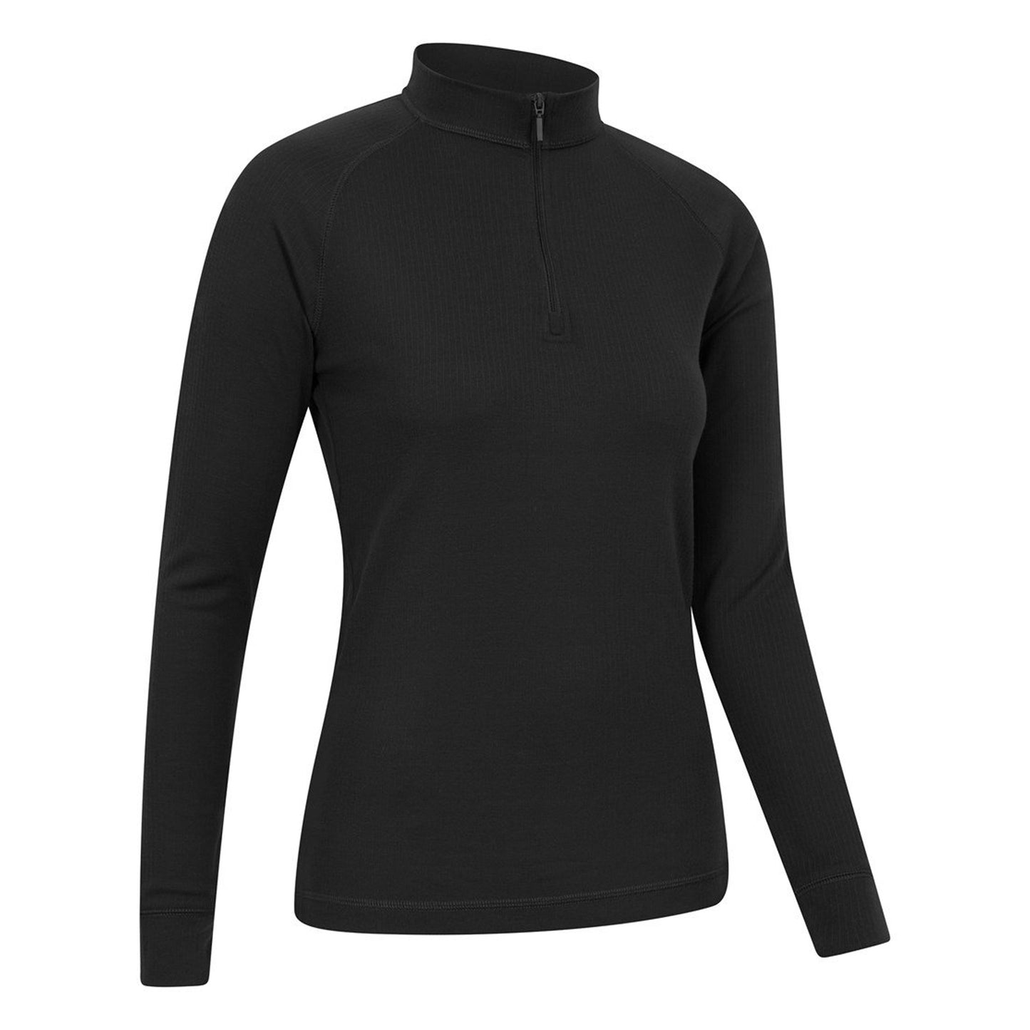Black - Back - Mountain Warehouse Womens-Ladies Talus Zip Neck Long-Sleeved Thermal Top