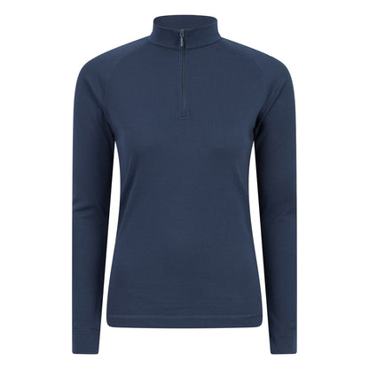 Navy - Front - Mountain Warehouse Womens-Ladies Talus Zip Neck Long-Sleeved Thermal Top