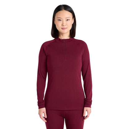 Berry - Pack Shot - Mountain Warehouse Womens-Ladies Talus Zip Neck Long-Sleeved Thermal Top