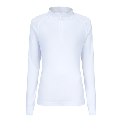 White - Front - Mountain Warehouse Womens-Ladies Talus Zip Neck Long-Sleeved Thermal Top