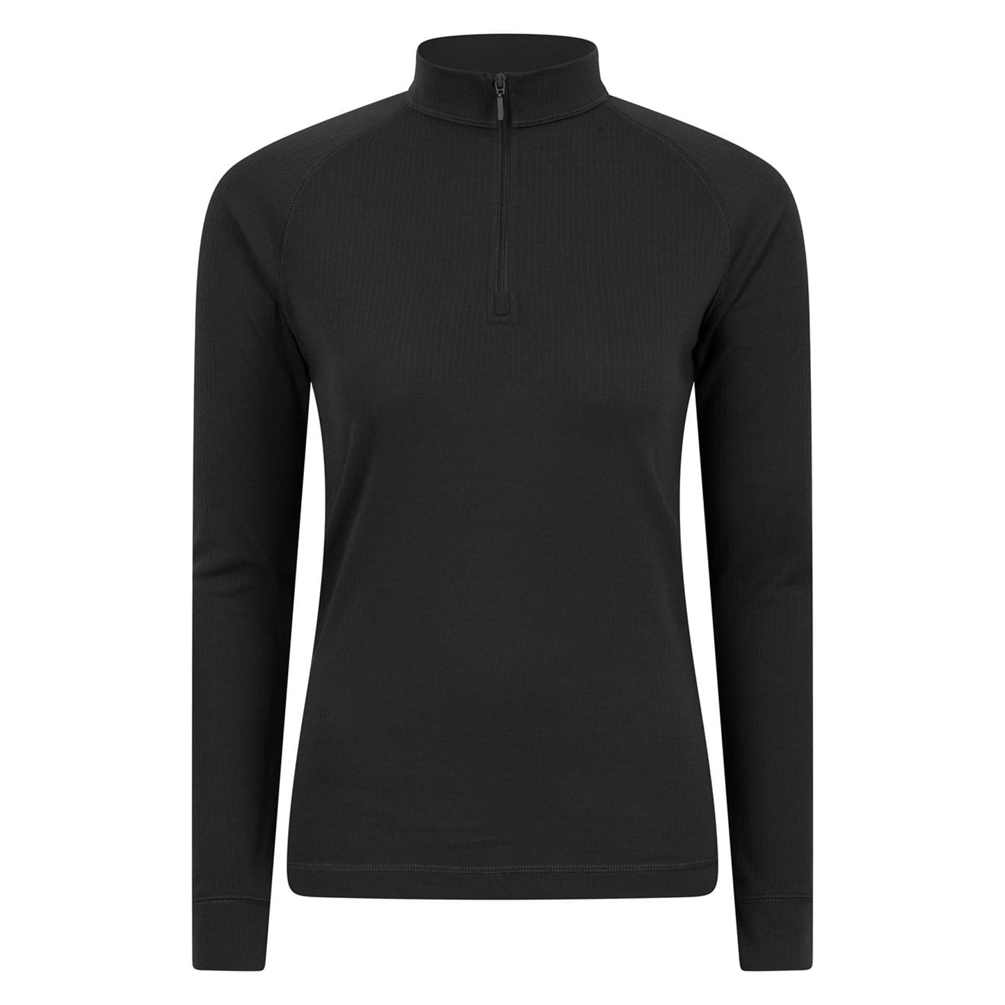 Black - Front - Mountain Warehouse Womens-Ladies Talus Zip Neck Long-Sleeved Thermal Top