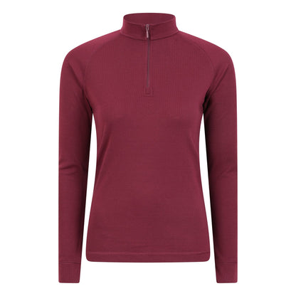 Berry - Front - Mountain Warehouse Womens-Ladies Talus Zip Neck Long-Sleeved Thermal Top
