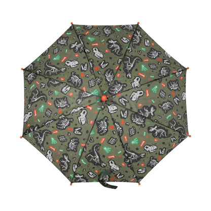 Dark Green - Back - Mountain Warehouse Childrens-Kids Dinosaur Skeleton Folding Umbrella