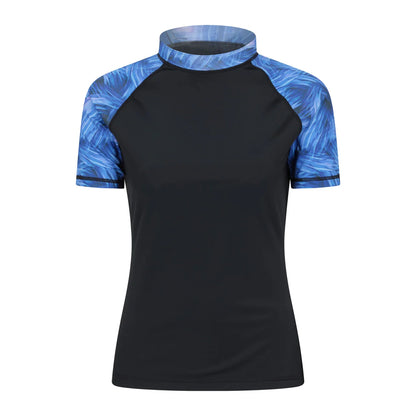 Teal - Front - Mountain Warehouse Womens-Ladies Patterned Rash Guard