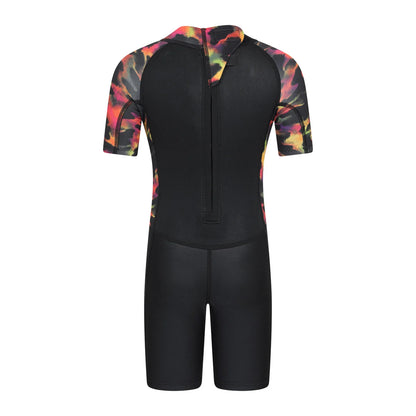 Red - Back - Mountain Warehouse Childrens-Kids Shorty Printed Wetsuit