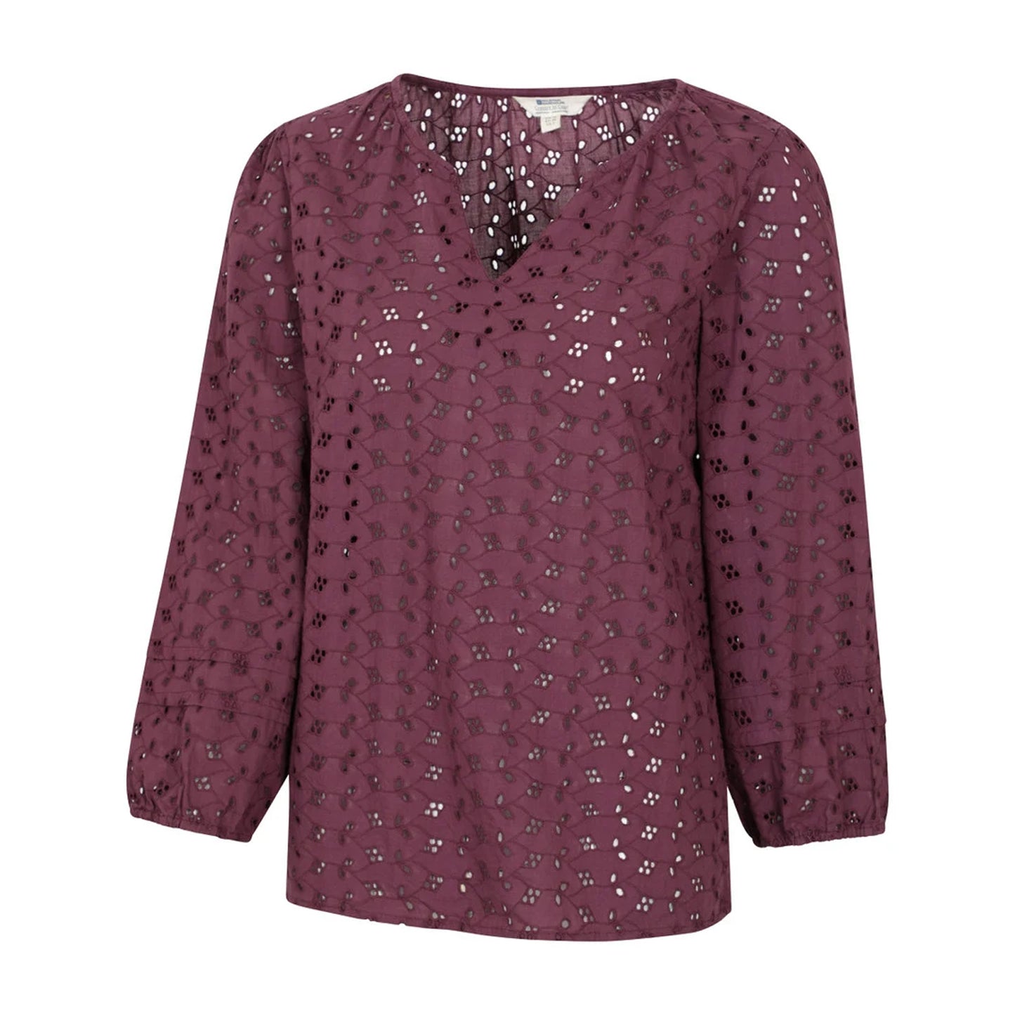 Purple - Back - Mountain Warehouse Womens-Ladies Broderie Lightweight 3-4 Sleeve Casual Shirt