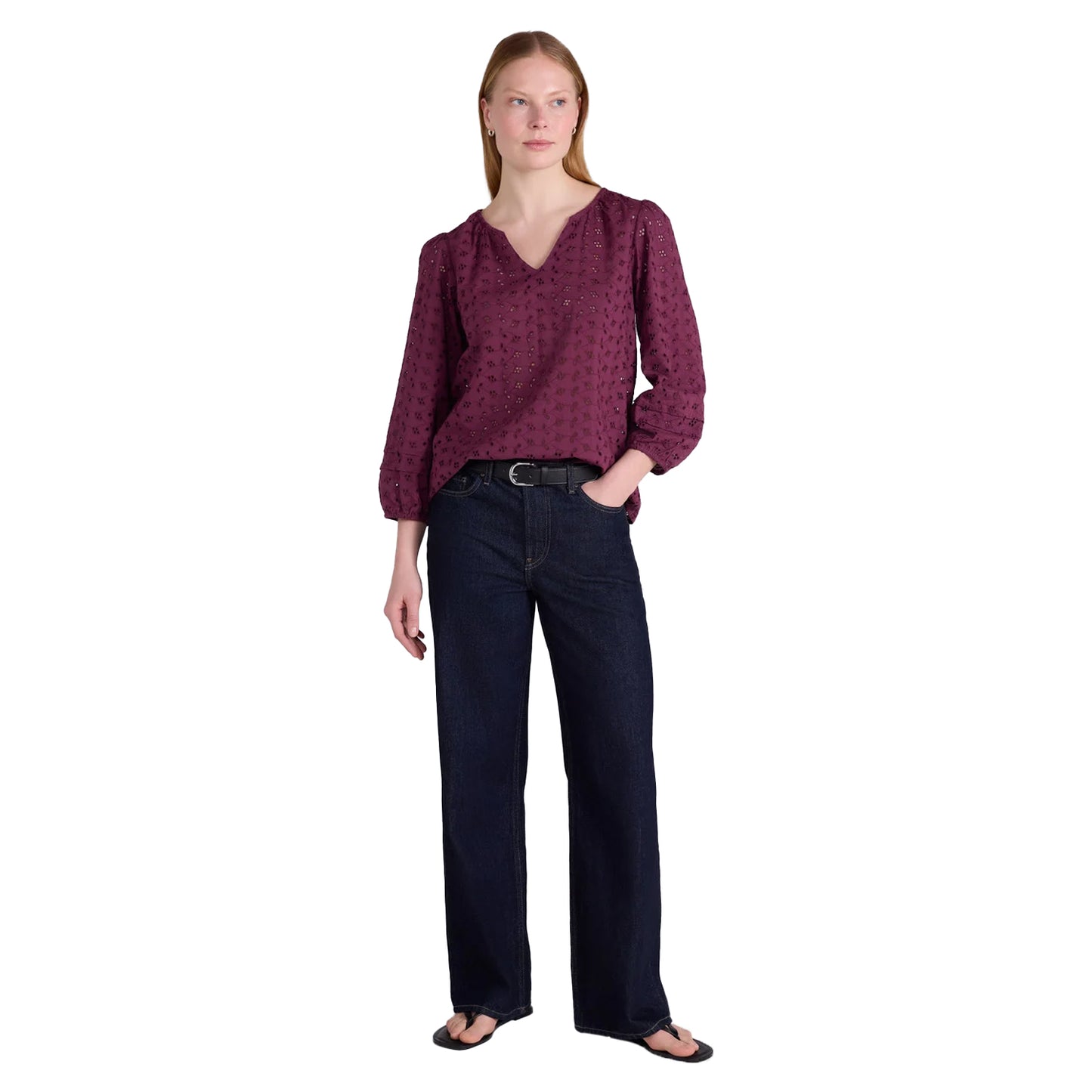 Purple - Lifestyle - Mountain Warehouse Womens-Ladies Broderie Lightweight 3-4 Sleeve Casual Shirt