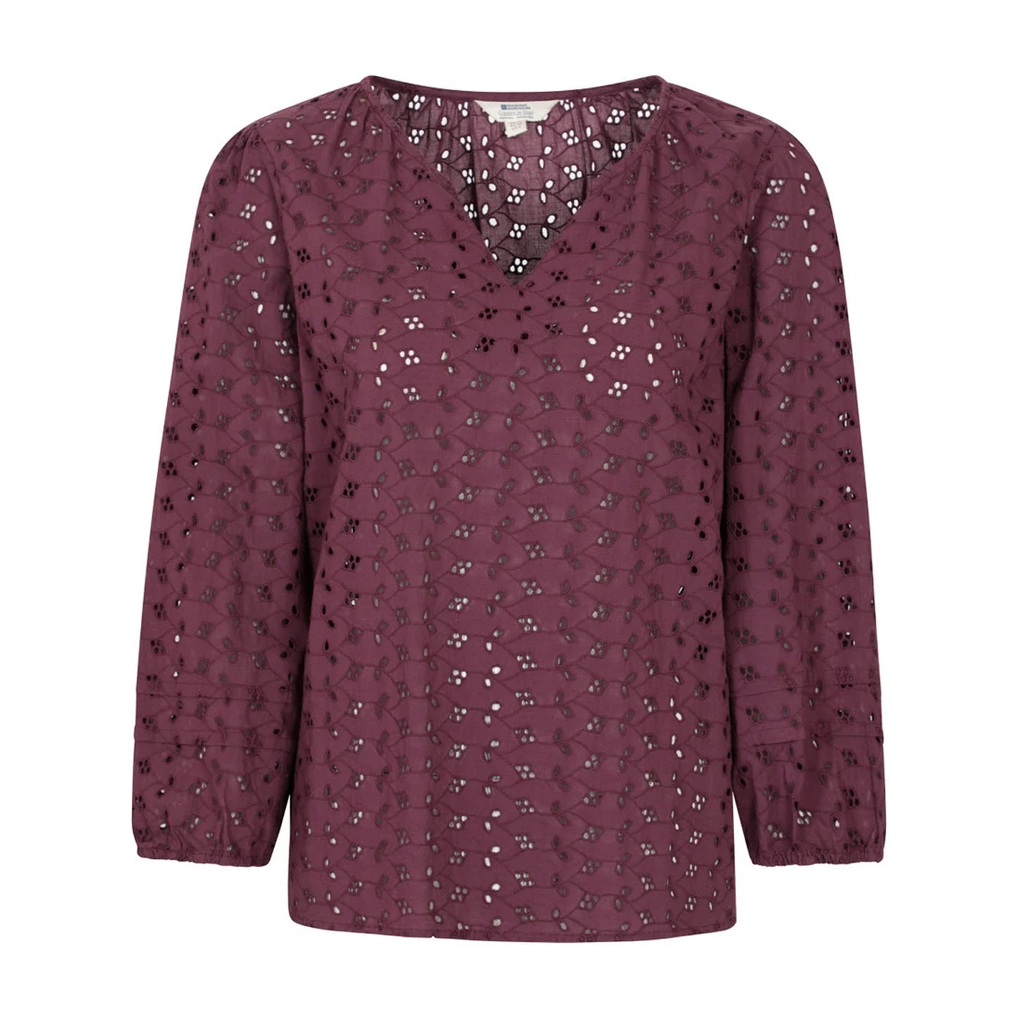 Purple - Front - Mountain Warehouse Womens-Ladies Broderie Lightweight 3-4 Sleeve Casual Shirt