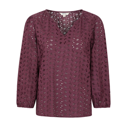 Purple - Front - Mountain Warehouse Womens-Ladies Broderie Lightweight 3-4 Sleeve Casual Shirt