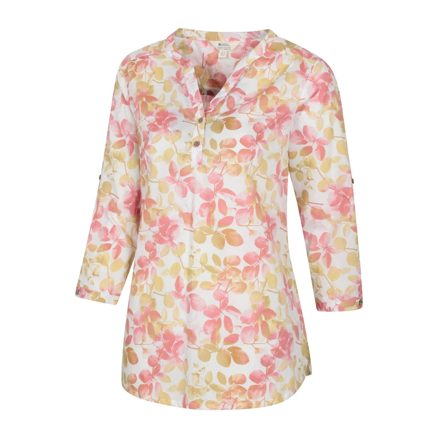 Coral - Side - Mountain Warehouse Womens-Ladies Petra Leaf Print 3-4 Sleeve Blouse