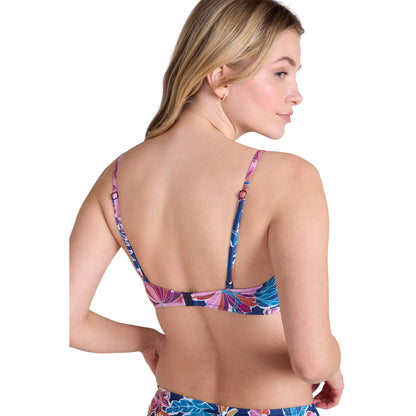 Purple - Back - Animal Womens-Ladies Docks Flowers Bandeau Bikini Top