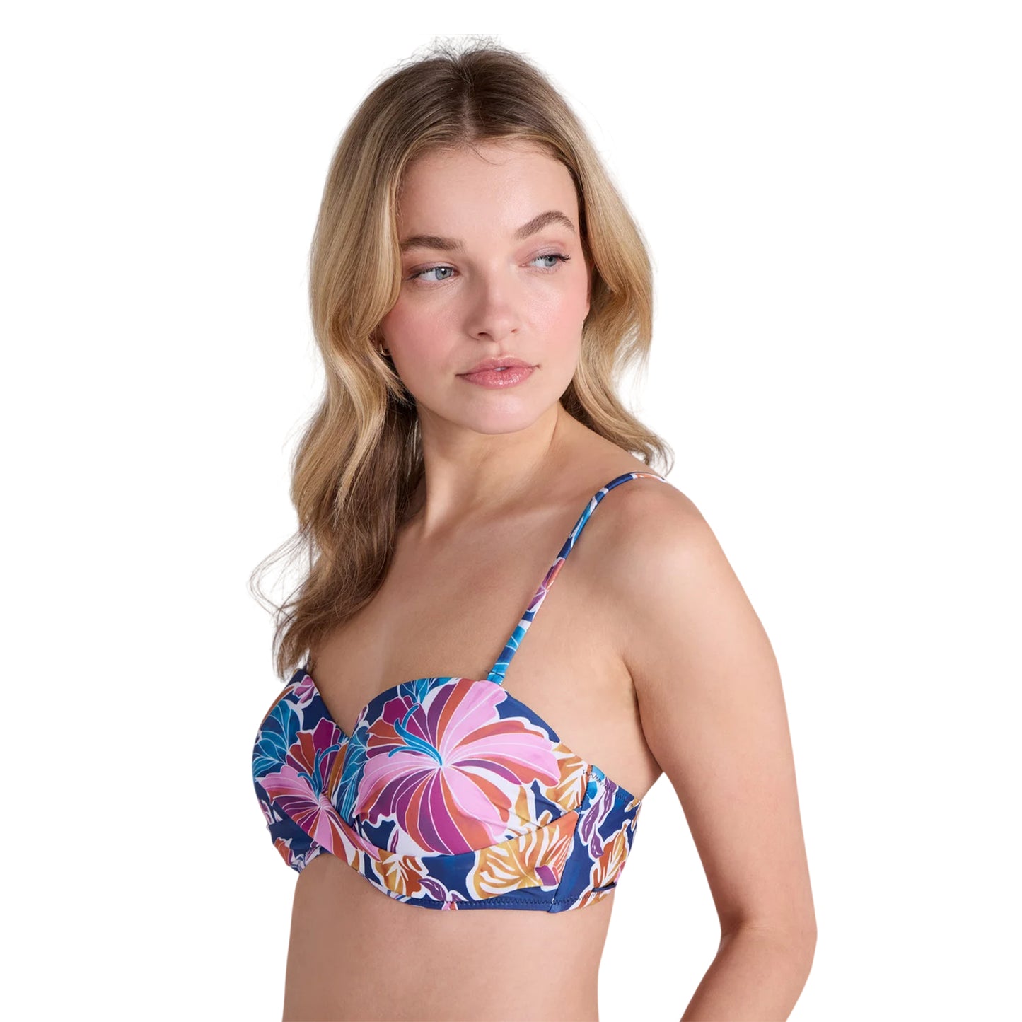 Purple - Front - Animal Womens-Ladies Docks Flowers Bandeau Bikini Top