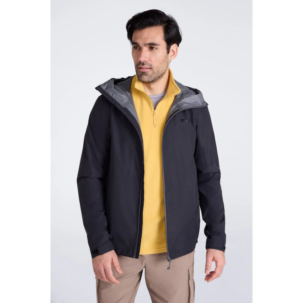 Black - Close up - Mountain Warehouse Mens Aerovent 2.5 Layer Stretch Waterproof Jacket