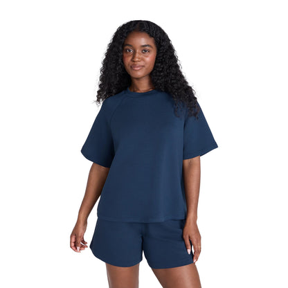 Navy - Side - Animal Womens-Ladies Cora Raglan T-Shirt