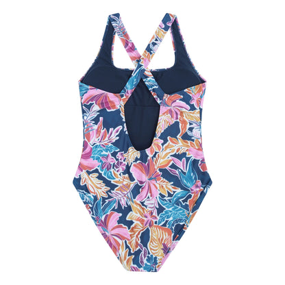 Navy - Back - Animal Womens-Ladies Mia Cross Back One Piece Swimsuit