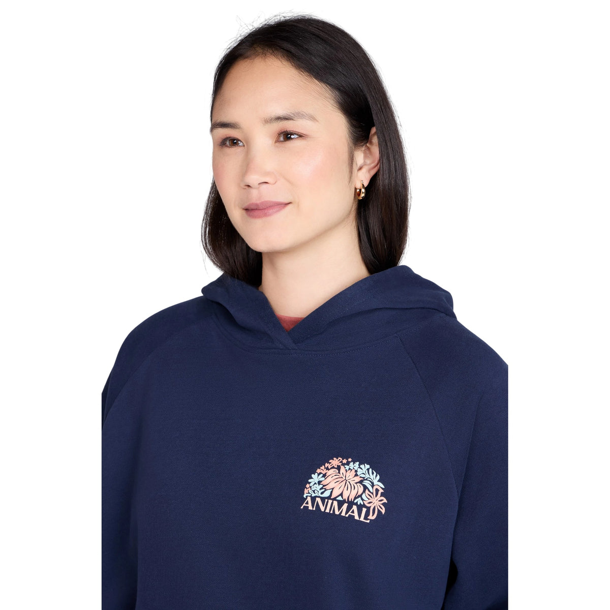 Indigo - Pack Shot - Animal Womens-Ladies Kaya Floral Raglan Hoodie
