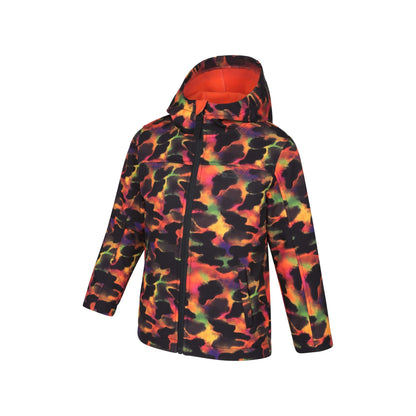 Dark Red - Side - Mountain Warehouse Childrens-Kids Exodus Abstract Camo Soft Shell Jacket