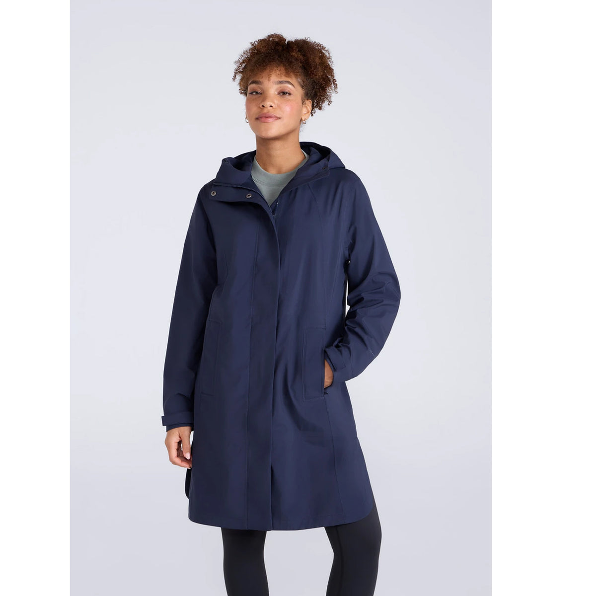 Navy - Close up - Animal Womens-Ladies Mistral Long Length Waterproof Jacket