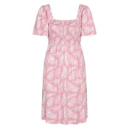 Pink - Back - Mountain Warehouse Womens-Ladies Hydra Palm Leaf Shirred Dress