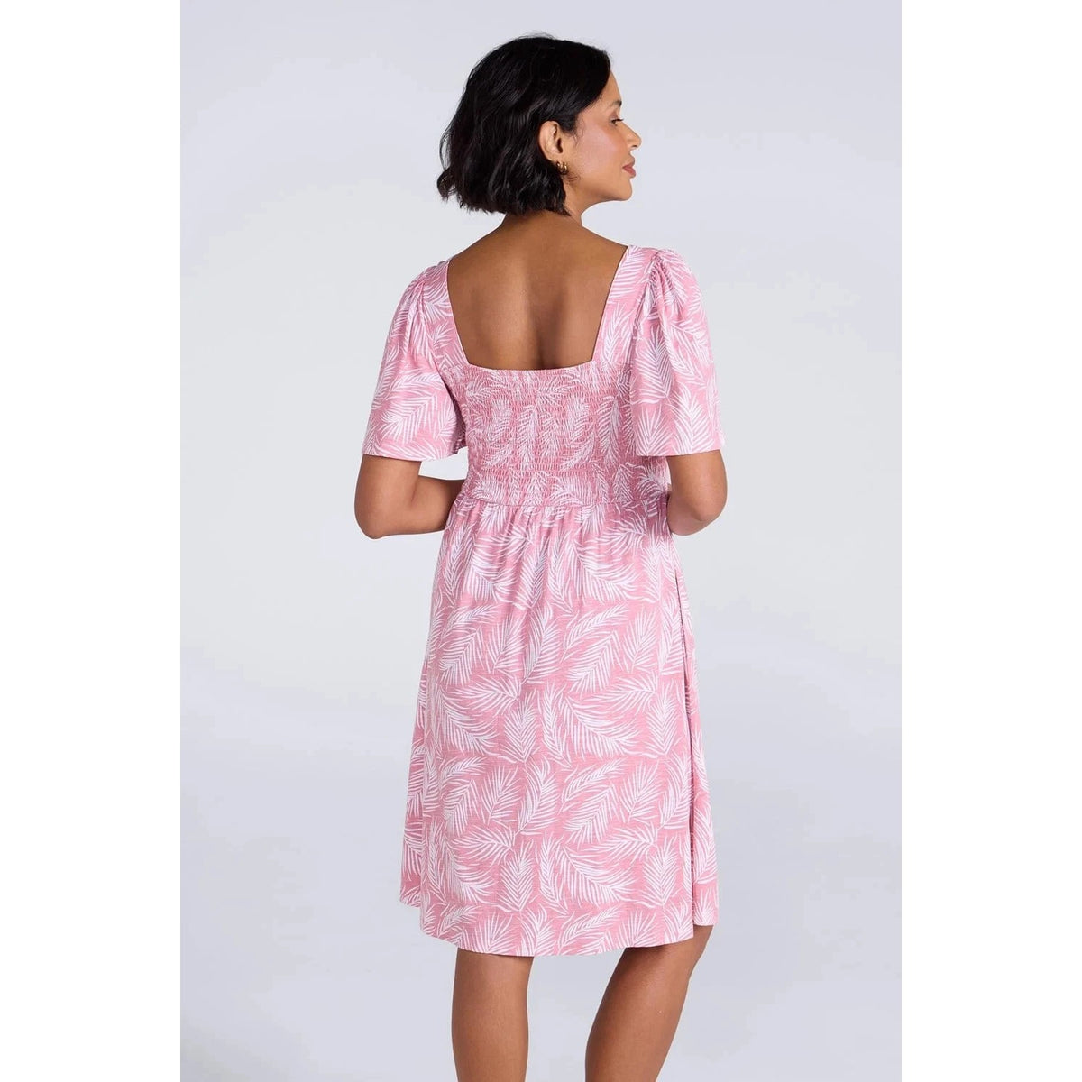 Pink - Side - Mountain Warehouse Womens-Ladies Hydra Palm Leaf Shirred Dress