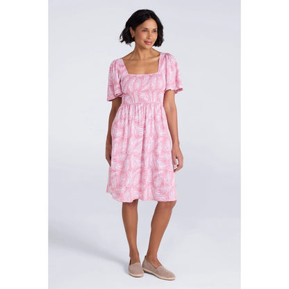 Pink - Pack Shot - Mountain Warehouse Womens-Ladies Hydra Palm Leaf Shirred Dress