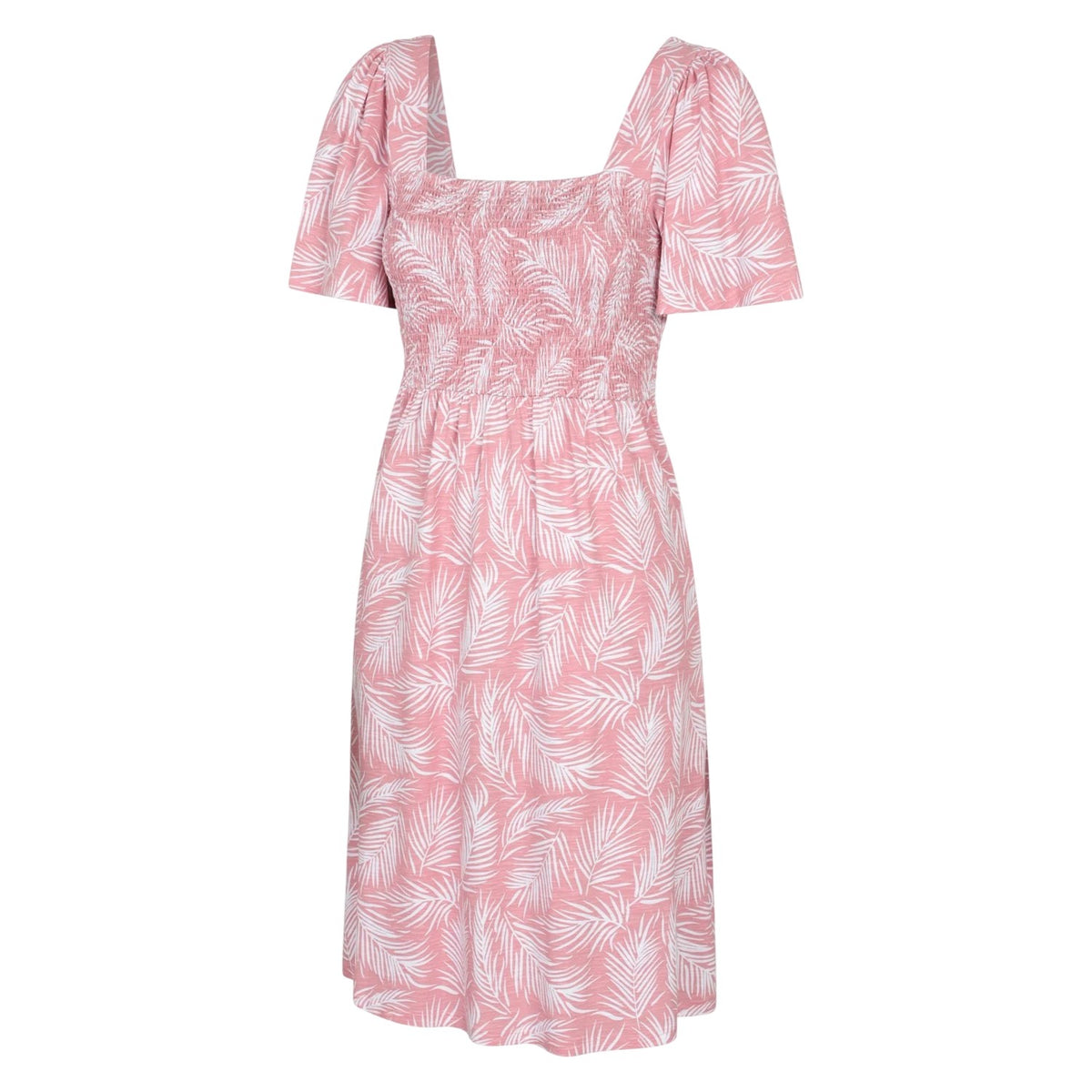 Pink - Front - Mountain Warehouse Womens-Ladies Hydra Palm Leaf Shirred Dress
