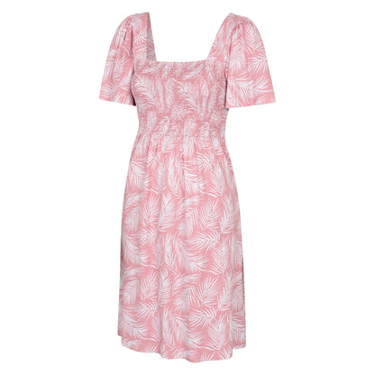 Pink - Front - Mountain Warehouse Womens-Ladies Hydra Palm Leaf Shirred Dress