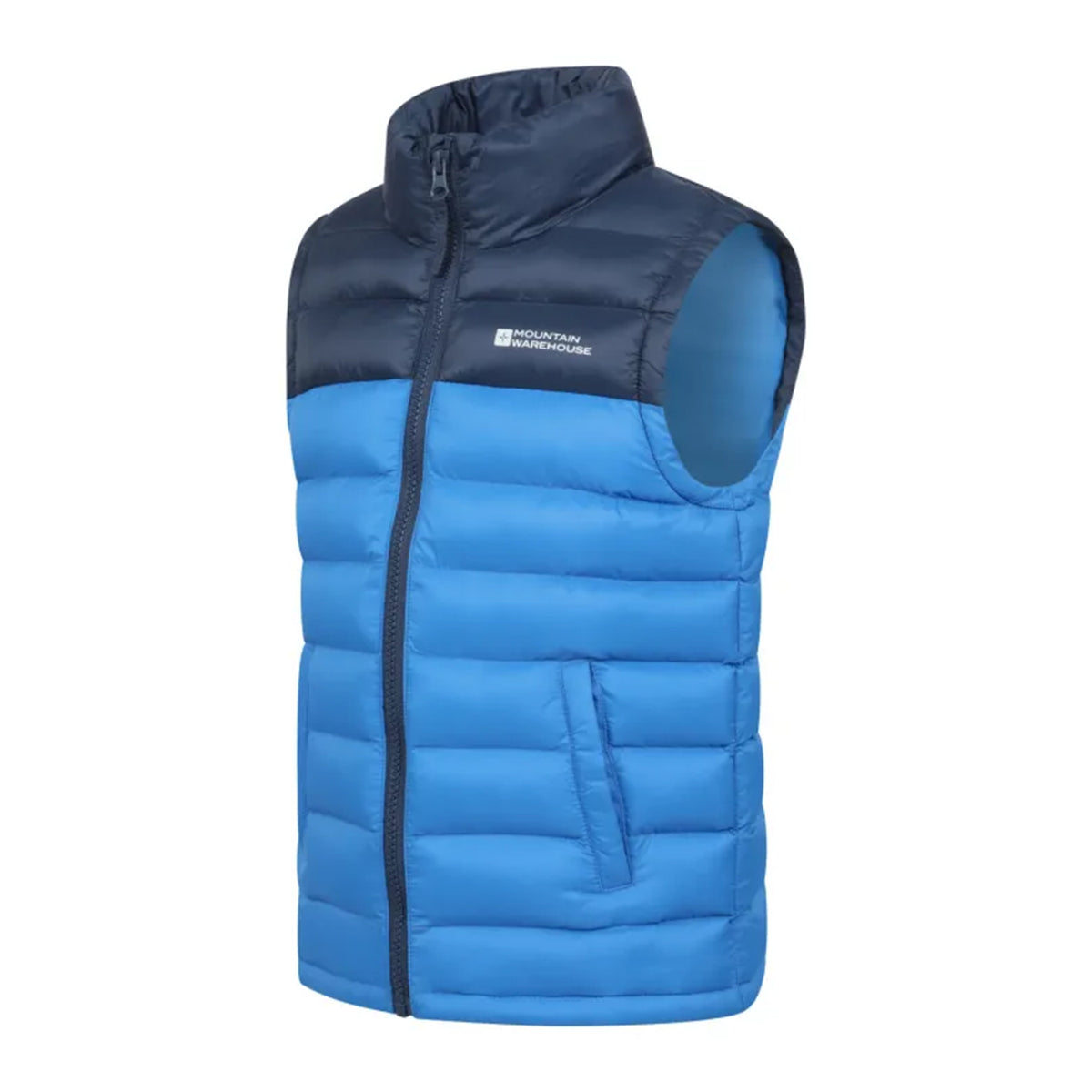 Dark Blue - Side - Mountain Warehouse Childrens-Kids Colour Block Padded Gilet