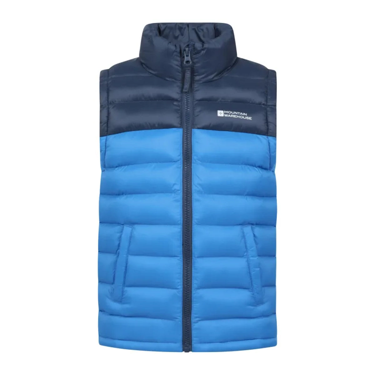 Dark Blue - Front - Mountain Warehouse Childrens-Kids Colour Block Padded Gilet