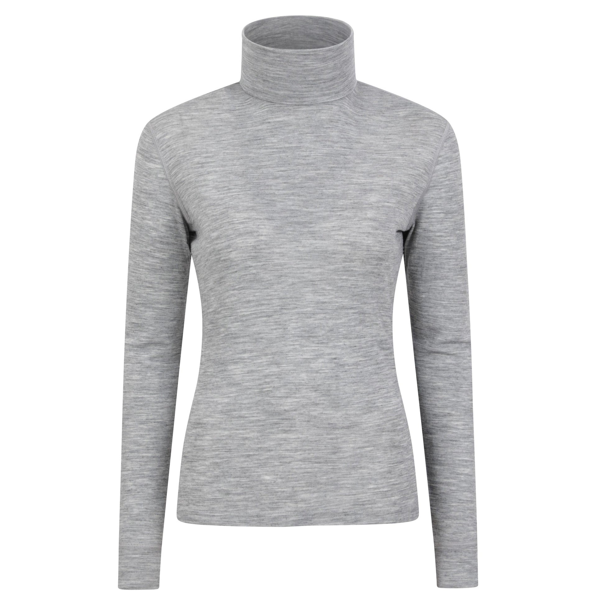 Light Grey - Front - Mountain Warehouse Womens-Ladies Merino Wool Roll Neck Base Layer Top
