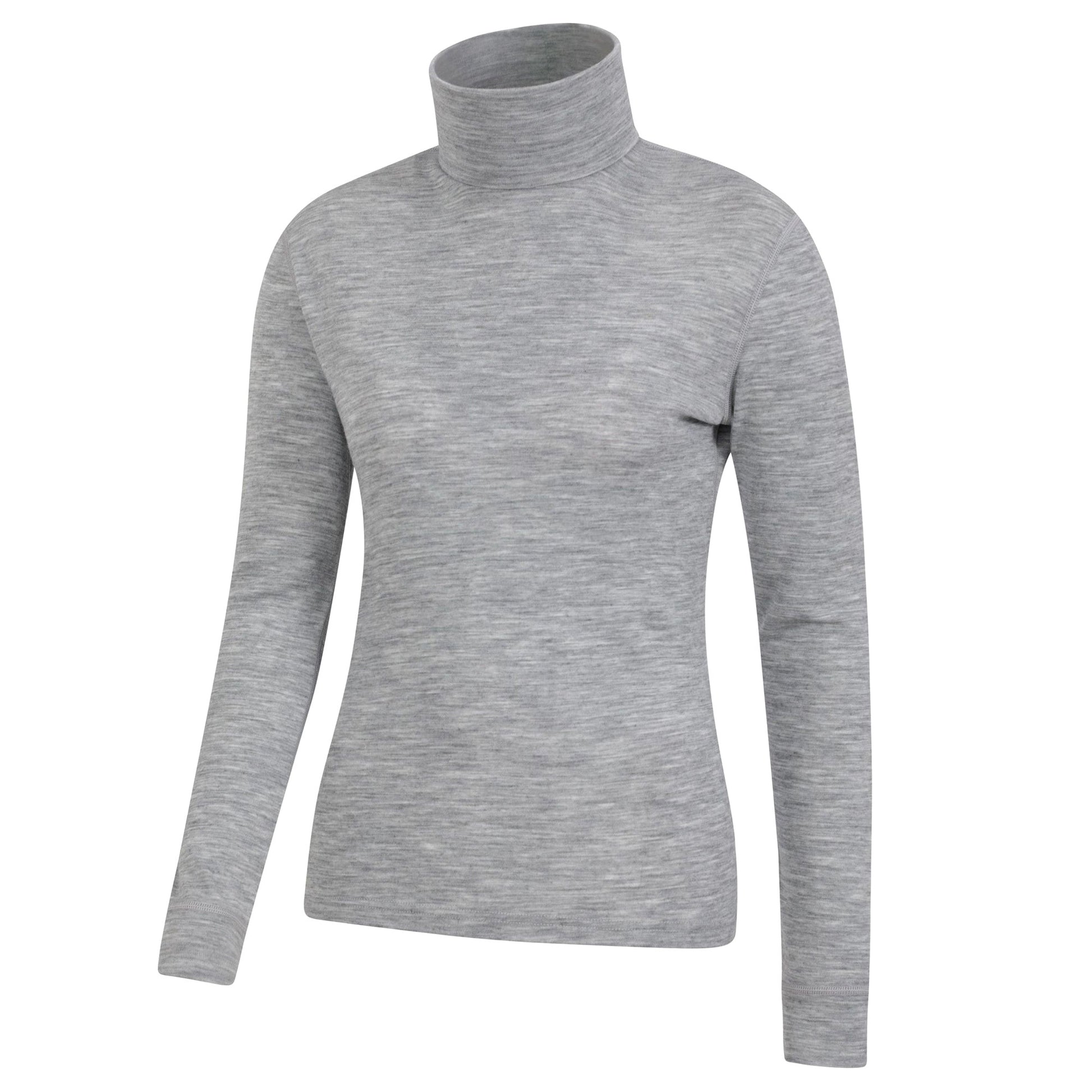 Light Grey - Side - Mountain Warehouse Womens-Ladies Merino Wool Roll Neck Base Layer Top