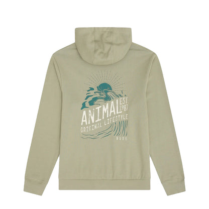Khaki Green - Back - Animal Mens Bude Graphic Print Organic Cotton Hoodie