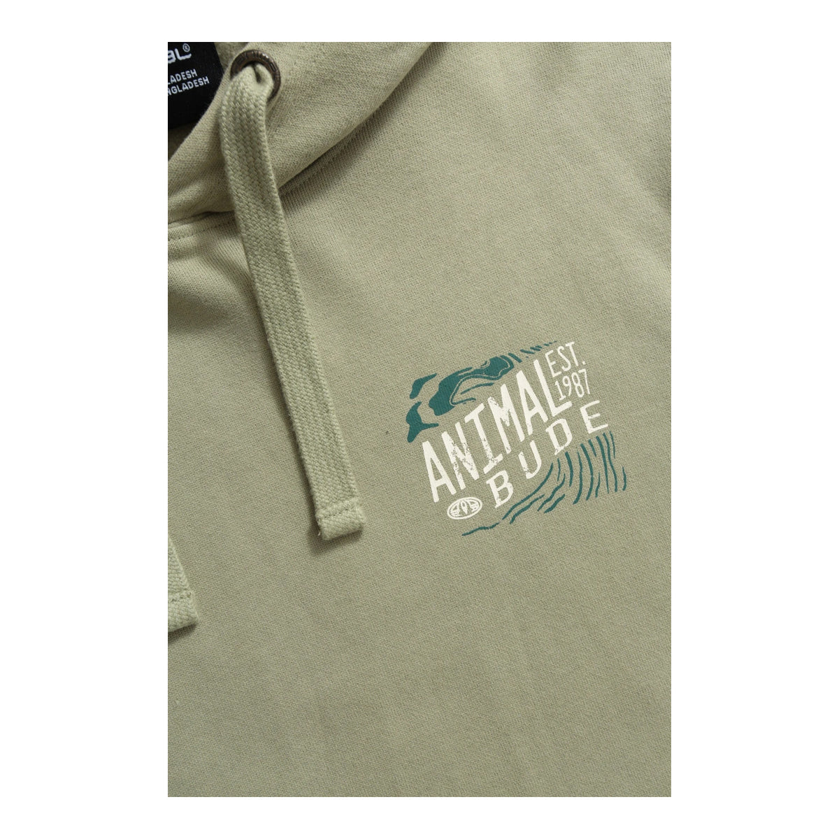 Khaki Green - Side - Animal Mens Bude Graphic Print Organic Cotton Hoodie